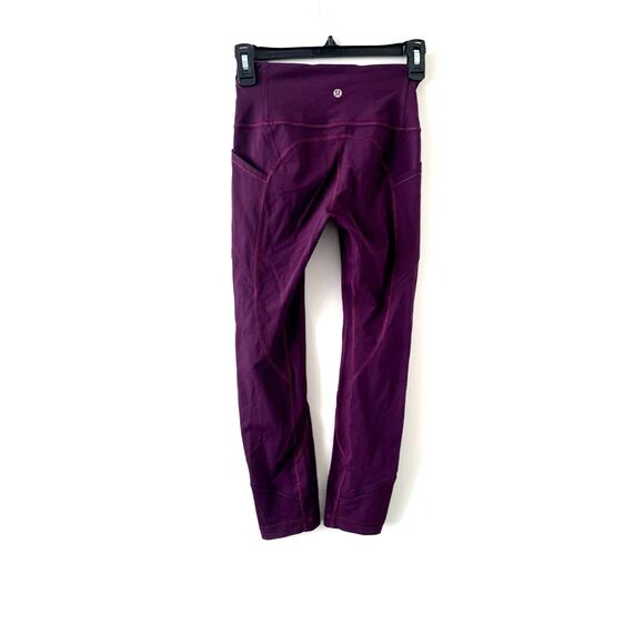 Lululemon Berry Red Cropped Workout Leggings Size 4 - Picture 1 of 6